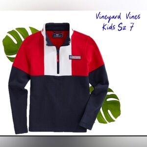 Vineyard Vines Boys USA Colorblocked 1/2 Zip Shep Shirt sz 7